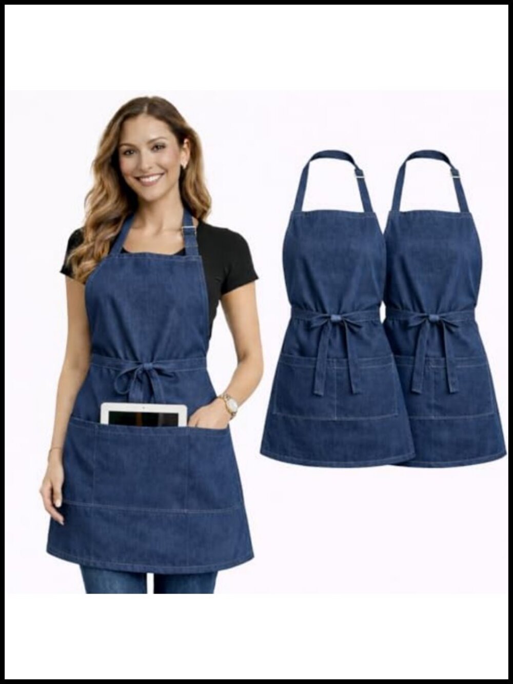 Kitchen Apron for Women with 3 Pockets Water Resistant 2-Pack